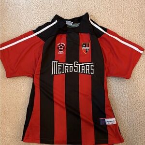 Nike Mens Red and Black Striped MetroStars Jersey